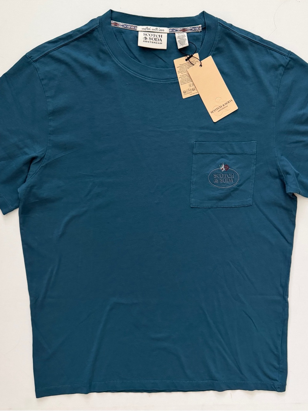 Scotch & Soda Teal Crewneck Pocket Tee Size L